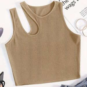 Beige Cutout Tank Top